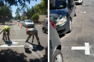 El Municipio ya pintó las dársenas del Estacionamiento Social Asistido.